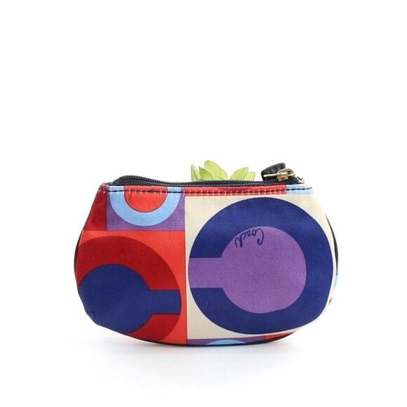 Coach Resort Op Art Sateen Mini Skinny Coin Purse w/ Keychain - Picture 2 of 6